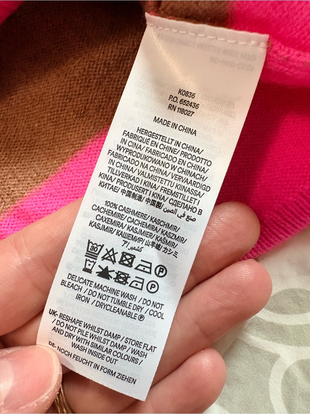 Boden 100% Cashmere Sleeveless Sweater Vest in Hot Pink & Brown - Picture 5 of 5